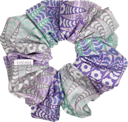 Handmade hair scrunchies | Purple hair scrunchies | Rochie Scrunchie & Co