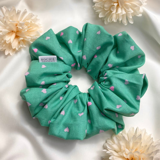 Handmade hair scrunchies | Turquoise Love hair scrunchies | Rochie Scrunchie & Co