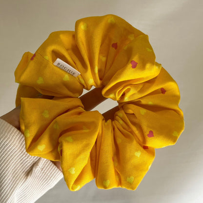 Handmade hair scrunchies | Heart pattern scrunchies | Rochie Scrunchie & Co